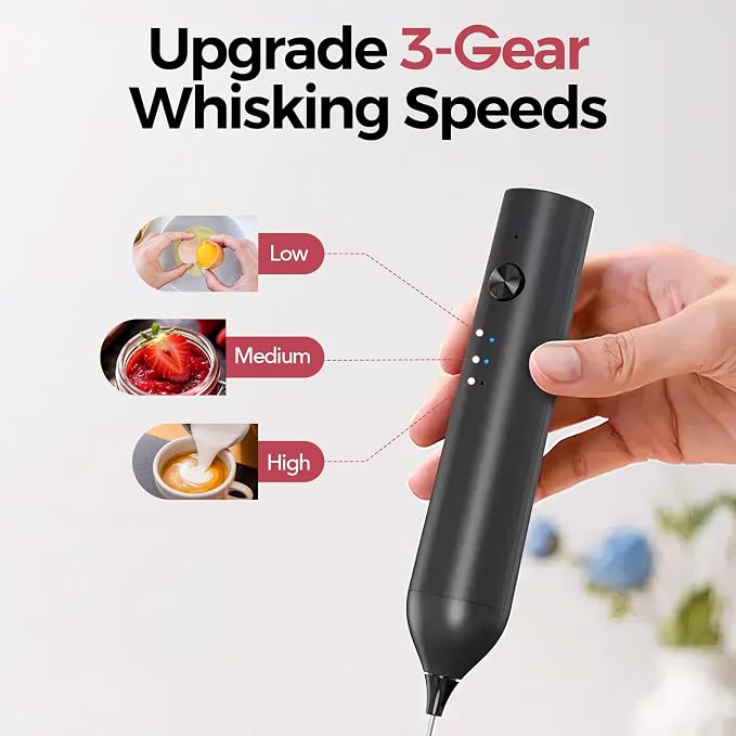 YARRAMATE Milk Frother Wand Handheld & 4 Pcs Stainless Steel Espresso Cups