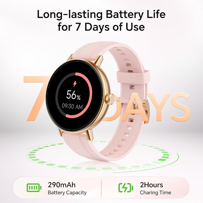Gydom 1.27” Smart Watch for Women Men Compatible iPhone & Android (Answer/Make Call), Activity Fitness Tracker with 101+ Sports Modes, Heart Rate/SpO2/Stress/Sleep/Period Monitor, 2 Bands, IP68, Pink