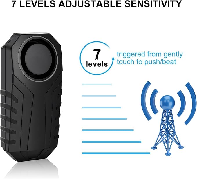 3 Pack Vibration Sensing Bike Alarm with Remote, 113db Loud Bicycle Alarm System Anti Theft, Wireless Motorcycle Alarm for Electric Bike Tricycle Mobility Scooter Ebike Cycling Security