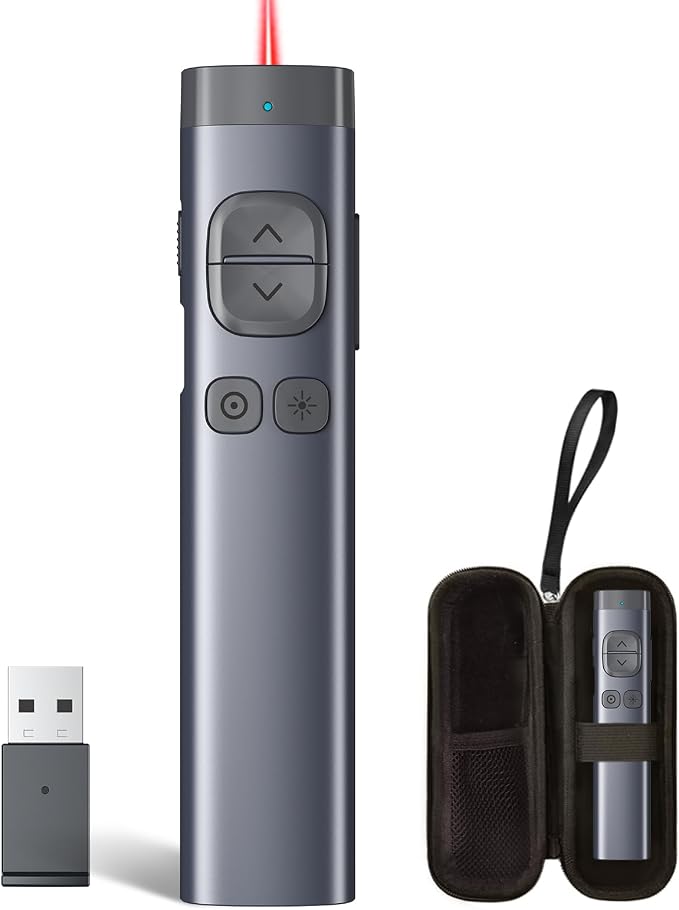 Norwii N97s TV Screen Presentation Clicker with 32G Built-in Receiver, PowerPoint Clicker, Presentation Remote, Bluetooth Wireless Presenter, Digital Pointer for TV Screen Under Win/Mac