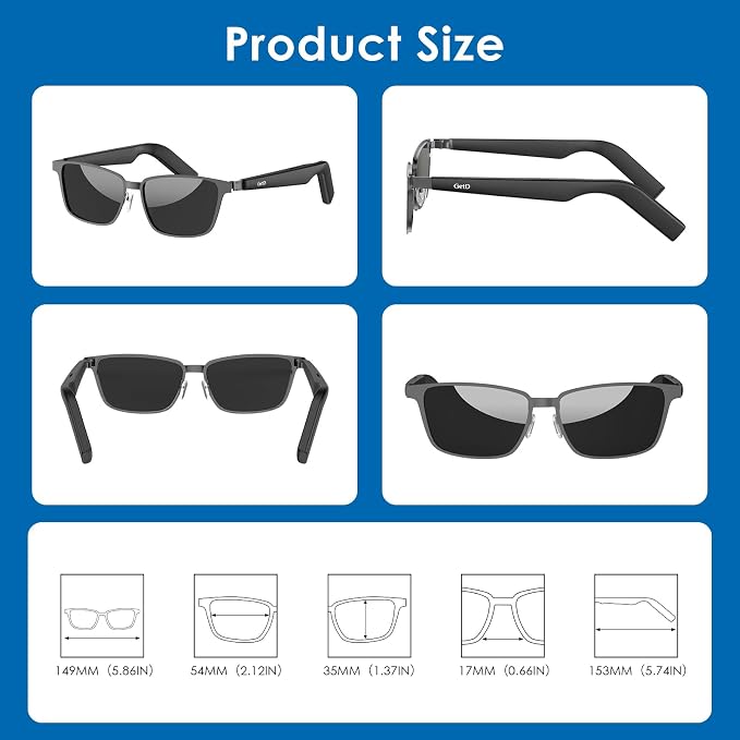 GetD 2026 Acetate Smart Glasses, ChatGPT and 145-Language Real-time Translator, Bluetooth Sunglasses with Nylon Polarized Lens, 11H Battery Life, Open-Ear Audio, Voice Control for Travel & Business