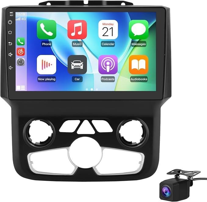 Car Radio Stereo for Dodge Ram 2013-2018 1500 2500 3500 Automatic AC Android 13 2G RAM 64G ROM with Wireless Carplay Android Auto, 9-inch Touch Screen Head Unit