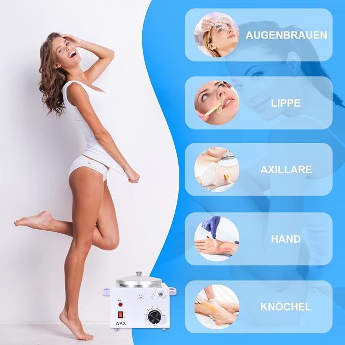 Wax Warmer Machine for Painless Hair Removal - Large Capacity Metal Heater for Fast Melting Soft, Hard, and Paraffin Waxes