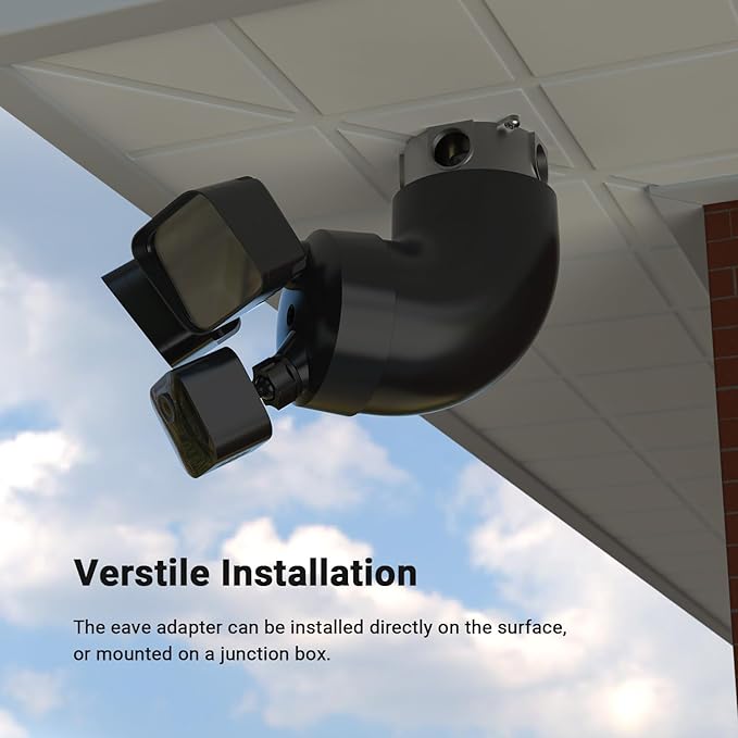 Holicfun Eave Mount for Ring Floodlight Cam Wired Plus/Pro, Blink Wired Floodlight Camera, and Wyze Floodlight Camera v2/Pro - Black