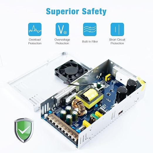 Hosyond 12V 50A 600W Universal Power Supply AC 110V/220V to DC 12V Regulated Switching Power Adapter Transformer LED Driver for LED Strip, CCTV Camera System