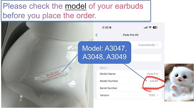 Meenova OEM Single Left Earbuds Replacement for Pod Pro (2nd Generation), A3047, A3048, A3049 USB-C. Genuine Left Ear Side Only, Compatible with Original Air Pro 2 A2968 Charging Case