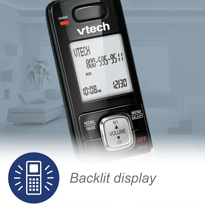 VTech CS6719 DECT 6.0 Cordless Phone with Caller ID/Call Waiting, 1 Cordless Handset, Silver/Black