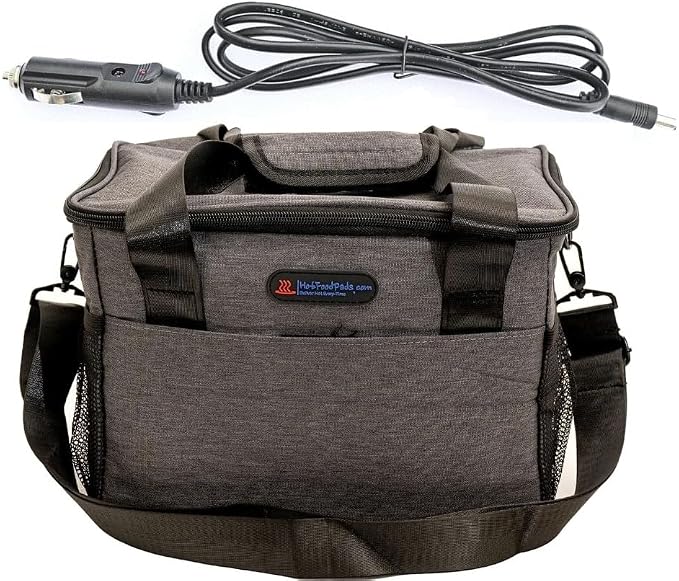 Hot Drink Carrier 12V DC Electric Heated Lunch Bag, +4 Cups Drink Carrier for Delivery Insulated Drink Caddy with Handle and Shoulder Strap, Adjustable Dividers, Beverages Carrier Tote Bag.