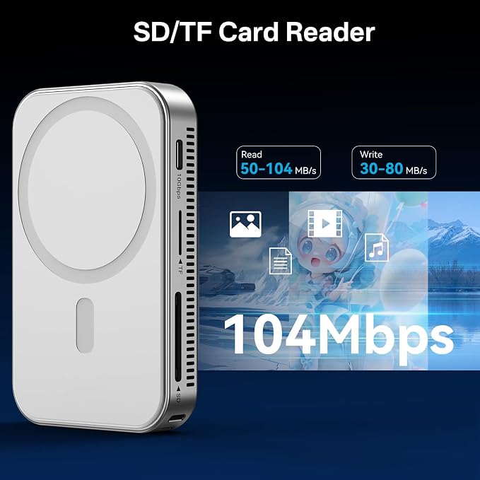 ACASIS 10Gbps Magnetic M.2 NVMe SSD Enclosure With 4K ProRes Recording M.2 EnclosureCompatible IPhone 17/16/15 Pro/Pro Max Magnetic SSD Enclosure with Cooling Fan For Video Editor/Blogger/Videographer