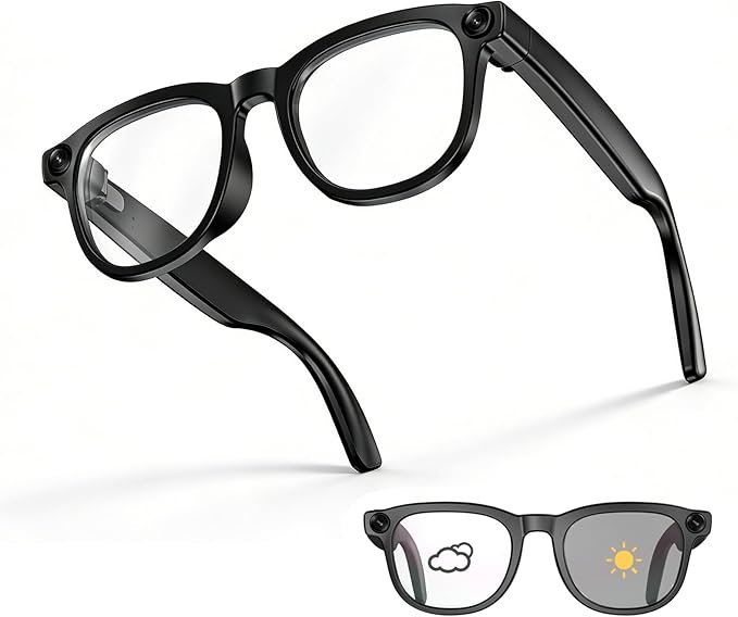 REEDTOCK Smart AI Glasses with Camera, HD 1080P Video Recording, 8MP Bluetooth Camera Glasses, Noise Cancellation, Voice Assistant, Translation, TR90 Frame -for Outdoor, Travel, Vlogging