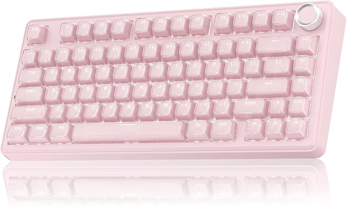 SOLAKAKA A75 Wireless Gaming Keyboard with Multifunction Knob, BT5.0/2.4GHz/USB-C, 75% Mechanical Keyboard, Hot-Swappable, Gasket Creamy Keyboard with RGB Backlit, Crystal Keycaps, for PC/Mac/PC