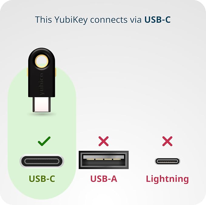 Yubico - YubiKey 5C - Multi-Factor authentication (MFA) Security Key and passkey, Connect via USB, FIDO Certified - Protect Your Online Accounts (5C)