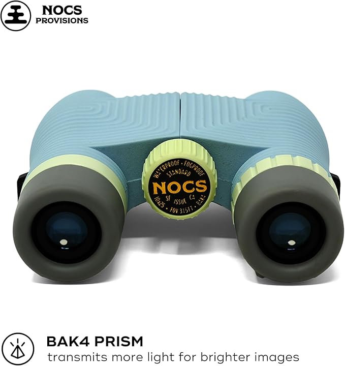 Nocs Provisions Standard Issue 10x25 Waterproof Binoculars, 10X Magnification, Bak4 Prism, Wide View Multi-Coated Lenses for Bird Watching, Hiking & Backpacking - Celeste Blue
