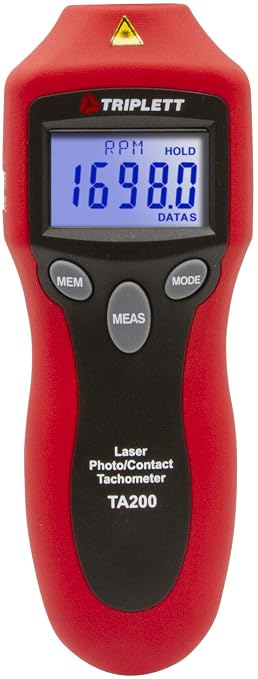 Triplett TA200 Contact and Non-Contact Laser Photo Tachometer with Certificate of Calibration to NIST