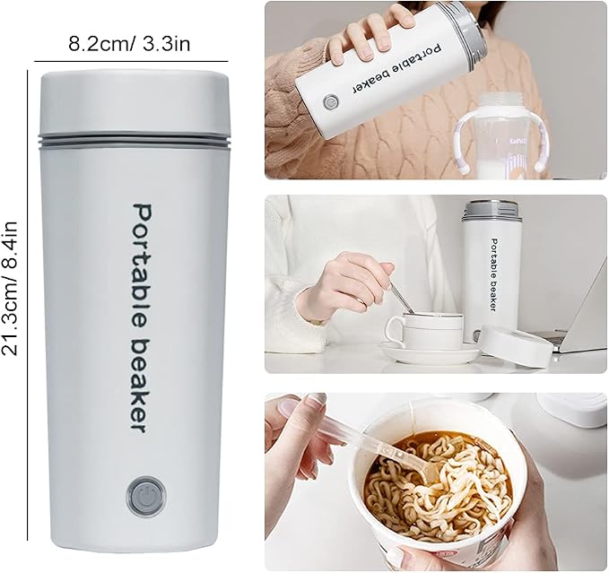 110V Electric Heated Travel Mug 350ML Smart Heating Water Bottle Leakage-free Portable Electric Kettles with 5 Minutes Fast Boiling/Anti-dry Protection for Coffee, Milk