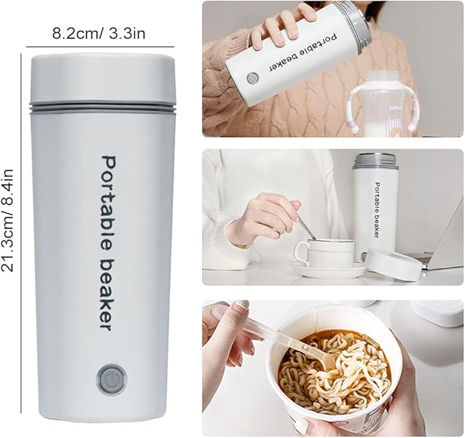 110V Electric Heated Travel Mug 350ML Smart Heating Water Bottle Leakage-free Portable Electric Kettles with 5 Minutes Fast Boiling/Anti-dry Protection for Coffee, Milk