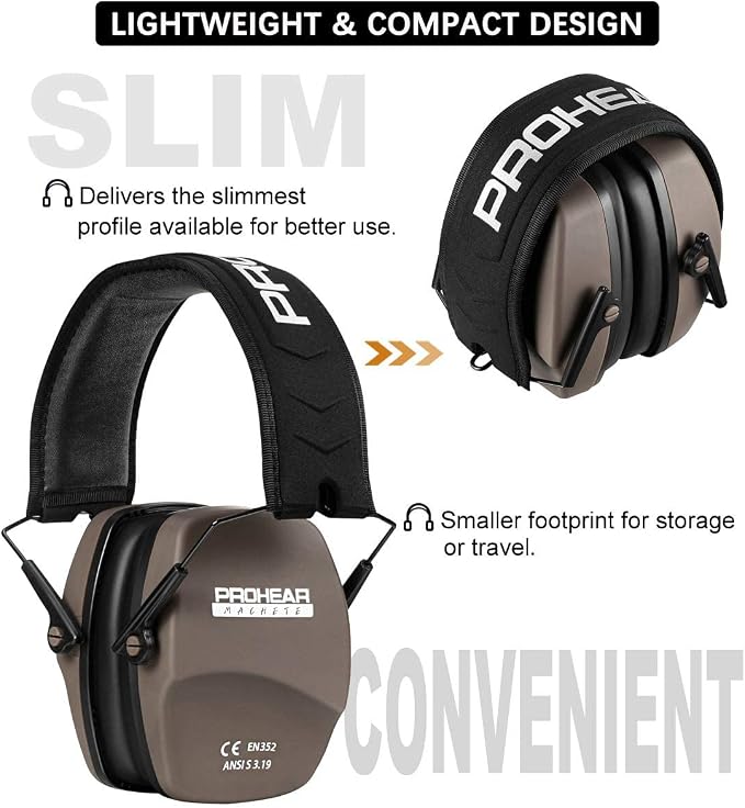 PROHEAR Ear Protection Safety Earmuffs for Shooting Noise Reduction Slim Hearing Protector