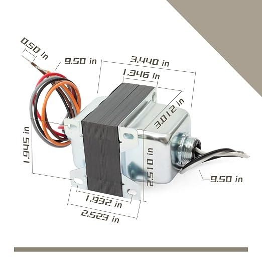 TR50VA008 Step-Down Transformer with Circuit Breaker Compatible with HVAC Systems 50VA 480/277/240/208VAC to 120VAC, Foot and Dual Threaded Hub Mount