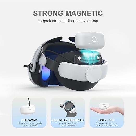 BOBOVR M3 Pro Battery Pack Head Strap Accessories, Compatible with Meta Quest 3/Quest 3S,Reduce Facial Stress,Magnetic Battery Swap Design