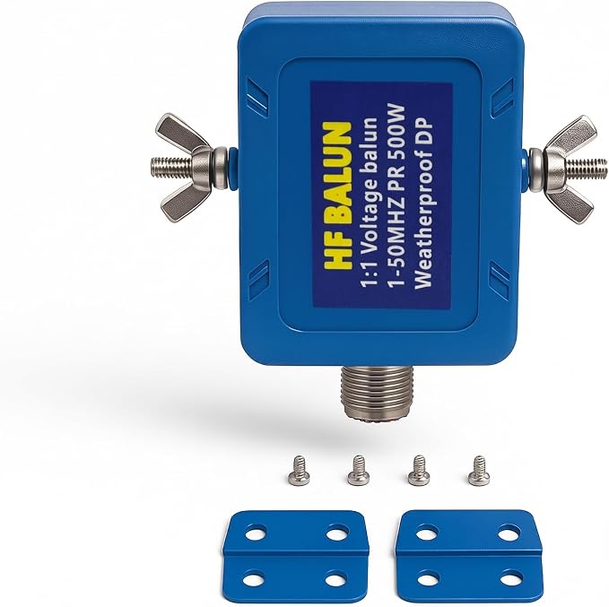 1:1 Mini Voltage Balun Antenna, 500W HF Band (1-50MHz) Ham Radio Balun for Dipole Antenna - Weatherproof Design with SO-239 UHF Female Connector