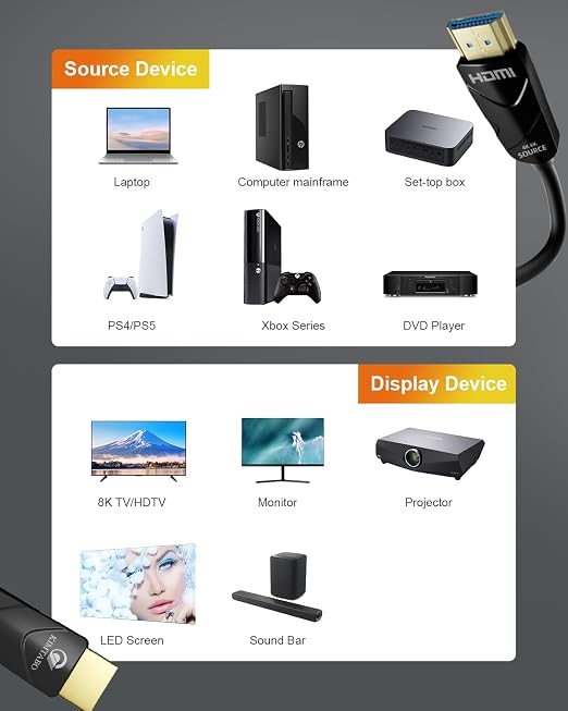 10K 8K 4K HDMI 2.1 Cable, CL3 Rated in Wall 48Gbps Ultra High Speed Cable 30 Ft/9.14M Long, Slim & Light Unidirectional Fiber Optic HDMI, Support 8K@60Hz 4K@120Hz, D-HDR, EARC Dolby Atmos