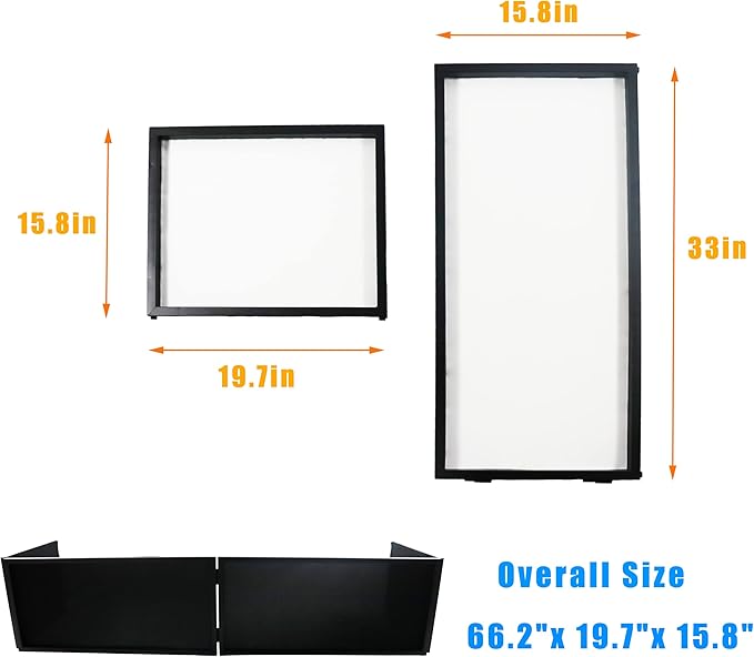 DJ Booth DJ Facade Portable DJ Event Booth Foldable Cover Screen Metal Frame Booth Front Board Video Light Projector Display Scrim Panel w/Travel Bag Black White Scrims
