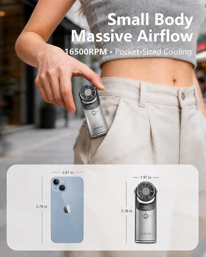 Mini Handheld Fan with Cooling Plate,Aluminum Alloy Body, Pocket Size Portable Fan, Personal Fan with 100 Speeds, Digital Display, Adjustable Head for Travel Office Outdoor, Gifts for Women, Men
