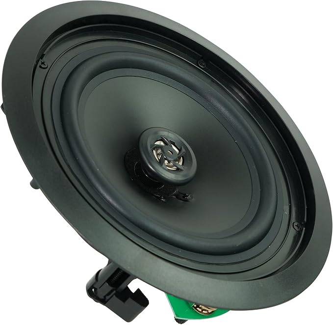 Rockville Pair CC80T Black 8" 70V Commercial Ceiling Speakers | Selectable 20w, 15w, 10w, 5w, 2.5w, 70V Taps, 50W 8-Ohm Mode, Swivel Tweeter, Paintable Flush Grilles for Restaurant