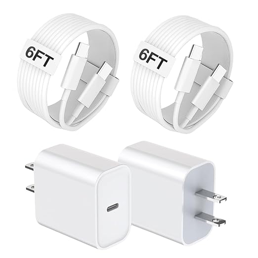 iPhone 17 Pro Max Fast Charger, 2 Pack 6FT USB-C to C Cable Cord PD iPhone USB C Charger Block with 6 FT USB Type C Cable for iPhone 17 Pro Max/17/16/16e/16 Plus/15 Pro Max/15 Pro/15/iPad Pro/Air/mini