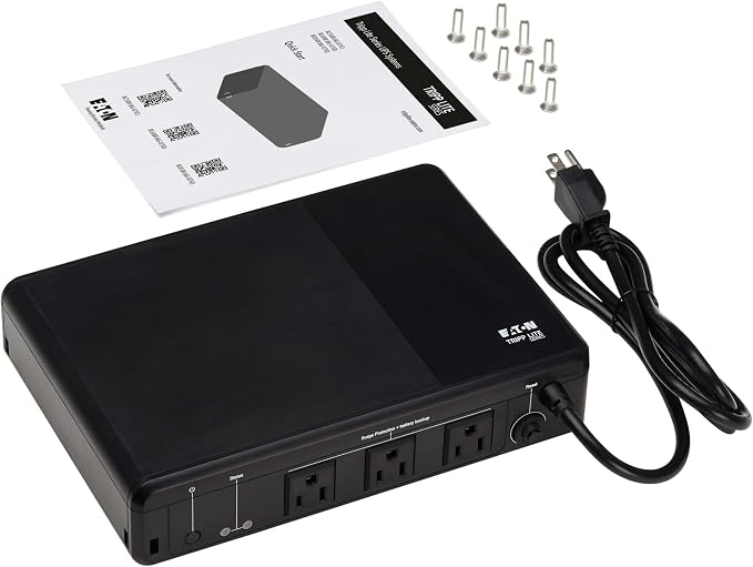 Tripp Lite 350VA UPS Desktop Battery Backup and Surge Protector, 210W, 3 Outlets, Home & Office UPS, Small Form Factor, Wall Mounting Option, 5ft Cord, 3-Year Warranty (BC350R)