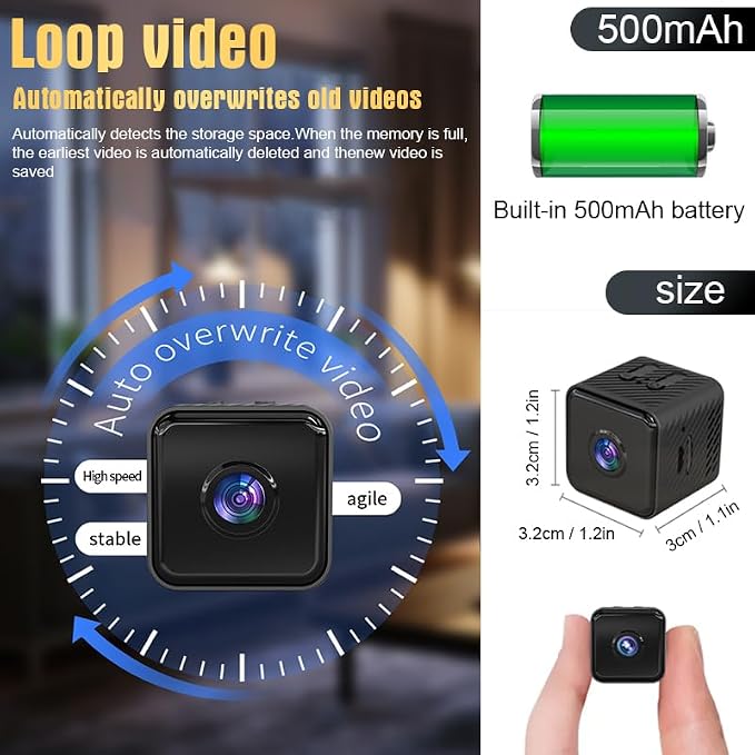 Mini Indoor Security Camera Wireless Home Small Outdoor WiFi Pet Cameras,2026 Upgraded Spy Tiny Nanny Cam, Wide Angle Night Vision,Home Indoor Outdoor Camara No Need WiFi Camaras For House Security