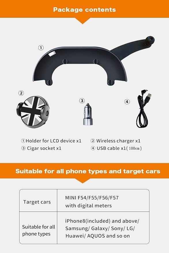 Persevere for Mini Cooper Phone Holder F54 F55 F56 F57 with Auto Charging for Display Dashboard Car Phone Mount, Fits 4-6.9" Smartphones, Right (Not Supported All Countryman F60/R61)