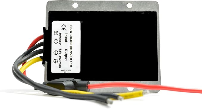 DC Converter Regulator 36V 48V Step Down to 12V 30A 360W, Waterproof Big-Size Voltage Reducer, High-Power Power Supply Module Buck Transformer, for Golf Cart, forklifts, Car