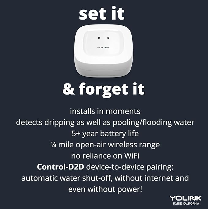 YoLink Water Leak Starter Kit: Hub + 6 Leak Sensor 1 (Silent), LoRa Long-Range, App/SMS/Email Alerts, D2D Offline Triggers, 2 AAA Up to 5-Year Battery, Compatible with Alexa/IFTTT/Home Assistant