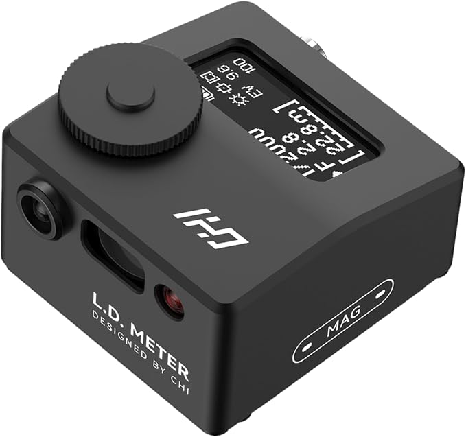 CHI L.D. Light Meter Pro - Precise Camera Rangefinder with Lighting and Laser Distance Measure for Leica and Vintage Cameras Film Photography (Black)