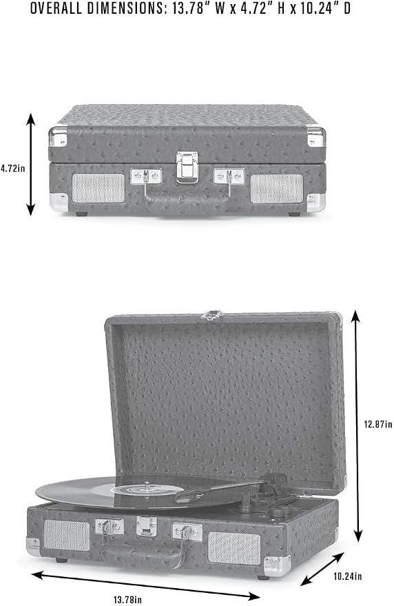 Crosley CR8005F-IN Cruiser Plus Vintage 3-Speed Bluetooth in/Out Suitcase Vinyl Record Player Turntable, Indigo