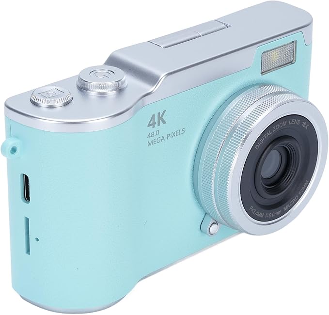 Digital Camera, 1080P HD 48MP Digital Point & Shoot Camera with 2.4 Inch HD Flip Screen, Built in LED Fill Light, 8X Digital Zoom, for Teens Students (Green)