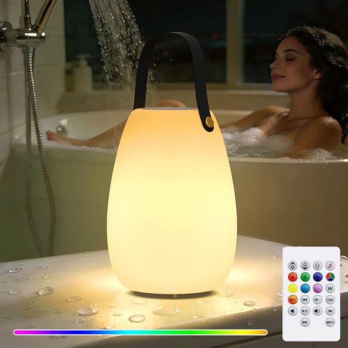 FUYO Shower Lamp with Speaker 16 Colors with Remote, Shower Lights Waterproof, Bluetooth Speakers with Lights Dual Pairing HD Stereo Sound for Indoor Outdoor Bathroom Party Pool Patio (Tally)