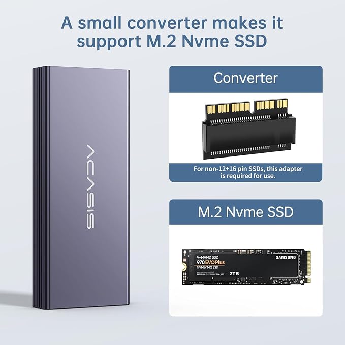 ACASIS USB C 3.2 SSD Enclosure for Apple SSD 12+16 PIN MacBook Pro,MacBook Air, Mac Pro, iMac from 2013 to 2017 A1465 A1466 A1502 SSD，MacBook SSD Enclosure with M.2 NVMe Adapter