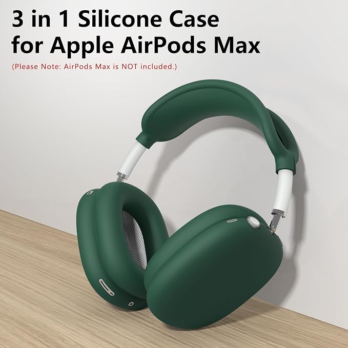 Silicone Case Cover for AirPods Max Headphones, Ear Pad Case Cover/Ear Cups Cover/Headband Cover for AirPods Max 2/1 (2026/2024/2020)(USB-C/Lightning), Accessories for Apple AirPods Max 2, Dark Green