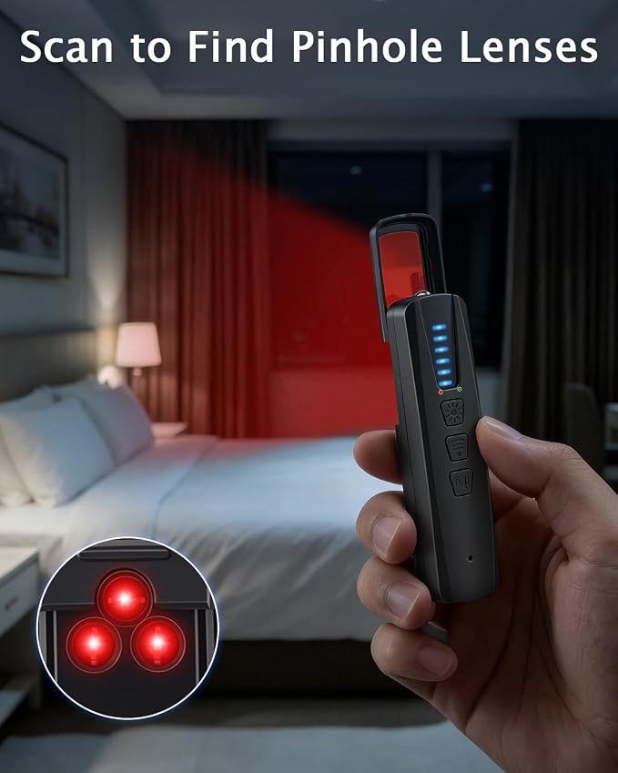 Hidden Camera Detector, Anti-Spy Camera Finder, RF Signal & WiFi Scanner, Hidden Devices Detector GPS Trackers Detector, Portable Privacy Pen Signal Scanner for Hotels, Car, Office, Travel (Black)