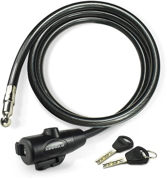 MARQUE Bike Lock with Key – 3/8” (4Ft, 7Ft, 15Ft, 25Ft) Straight Cable Locks with Keys, Anti-Theft Security Cable for Bicycles, Scooters, Kayaks, Paddle Boards, Gates