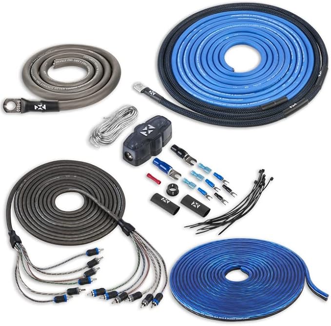 NVX True 4 Gauge AWG 100% OFC Complete Amplifier Wiring Kit with 5/6-Channel RCA Cable - XKIT46