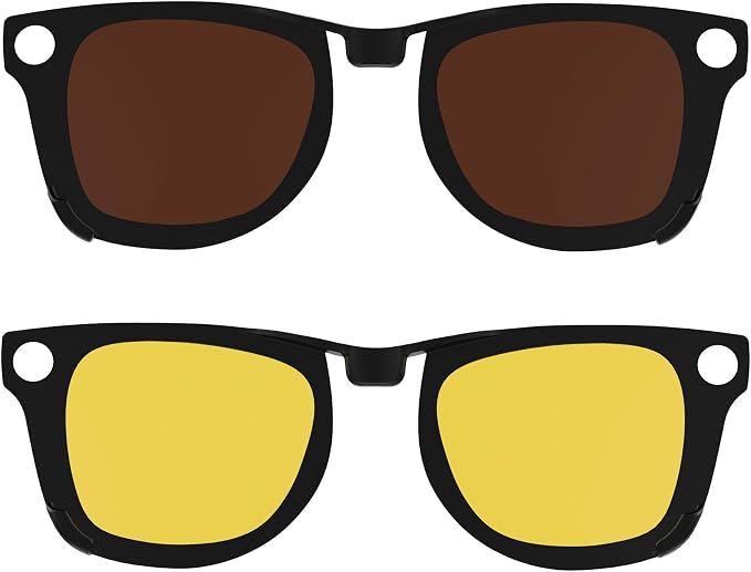 HIBLOKS 2Pcs Polarized Clip for Ray-Ban Meta Wayfarer RW4008 & Gen 2 RW4012 Large (53-22), Discoloration Clip-on Compatible with Meta Wayfarer Gen 2 Protect Your Eyes, Cool and Fashion (Yellow+Brown)