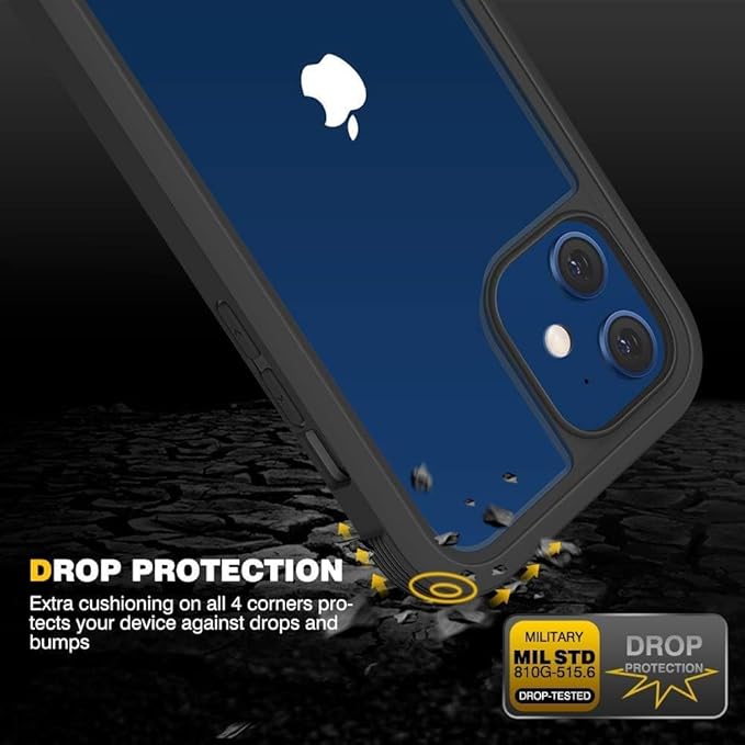 Diaclara Designed for iPhone 12 Mini Case, Full Body Rugged with Built-in Touch Sensitive Anti-Scratch Privacy Screen Protector, Soft TPU Bumper Case for iPhone 12 Mini 5.4" (Black)