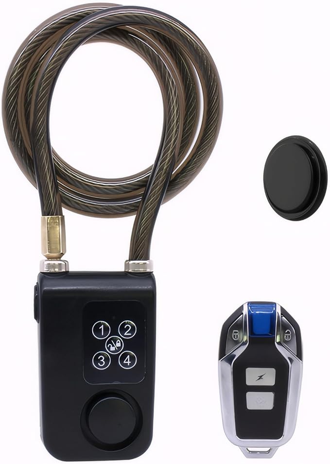 Mengshen Waterproof Bike Alarm Lock with GPS Tracker Black | 110dB Loud Anti-Theft Alarm, 150ft Remote Control, For Bicycle Motorcycle Scooter, Password & Remote Lock