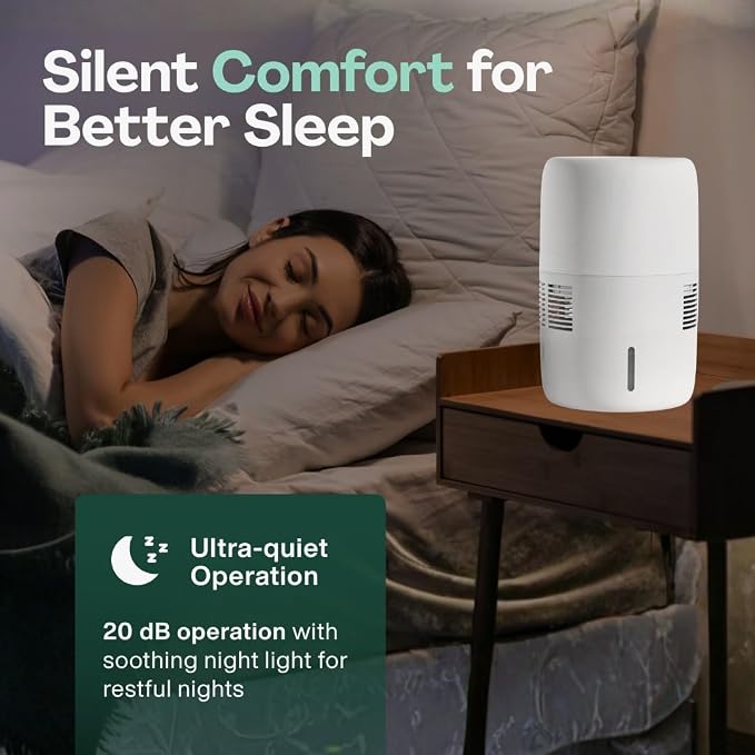 Smart Evaporative Humidifiers for Bedroom with App Control & 3L Tank – Mist-Free, No White Dust – Quiet Operation for Better Sleep – White Humidifier Klarta Humea