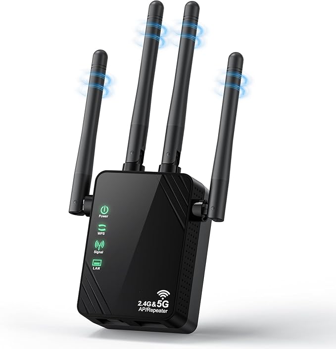 WiFi Extender Signal Booster for Home, Dual Band 1200Mbps Internet Extender WiFi Booster Up to 12888 Sq.ft Coverage and 105 Devices, WiFi Repeater with Ethernet Port, Easy Setup