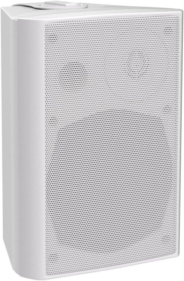 Herdio 5.25 Inch 300 Watts Indoor Outdoor Bluetooth Speakers Waterproof Wall Mount Speakers Wired System All Weather Resistant for Patio Porch Home Theater Backyard(White)