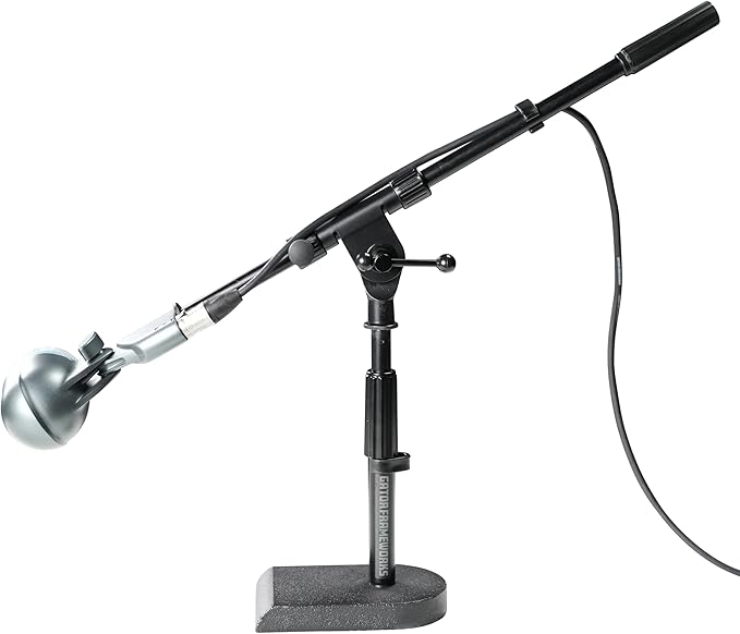 Gator Frameworks Rok-It Series Low-Profile Microphone Stand with 16" Adjustable Boom Arm, Ideal for Bass Drums and Guitar Amps (RI-MIC-200)